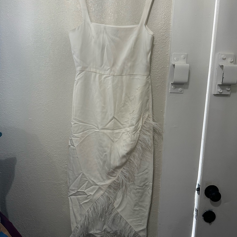 SAYLOR White Sheath Dress Spaghetti Strap